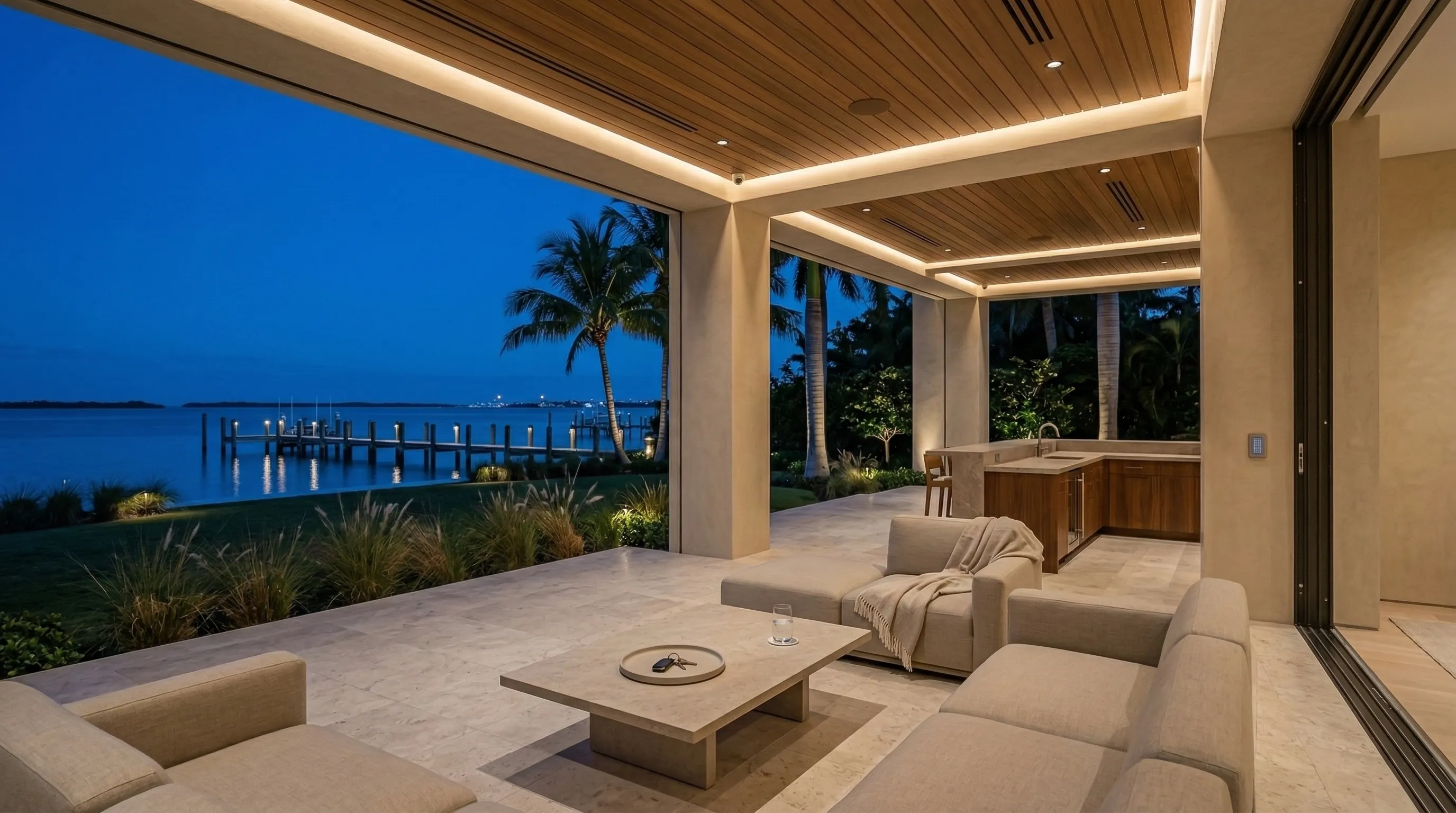 Waterfront-ready execution: dock + exterior systems designed for marine exposure